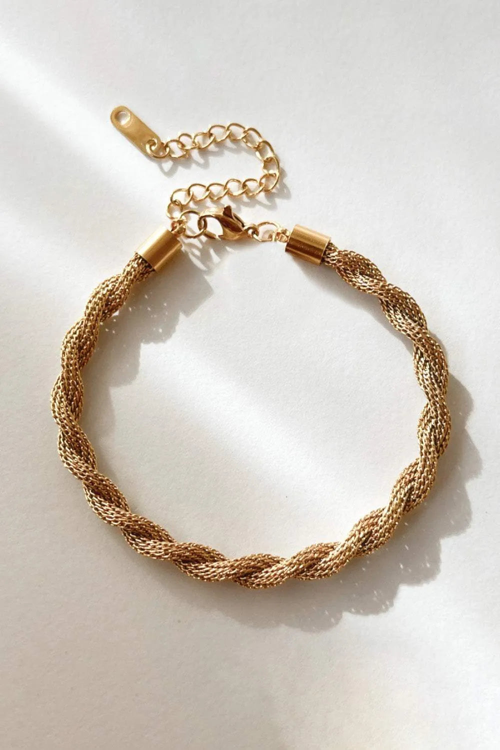 Twisted Stainless Steel Bracelet Gold One Size Bracelets - Tophatter Daily Deals